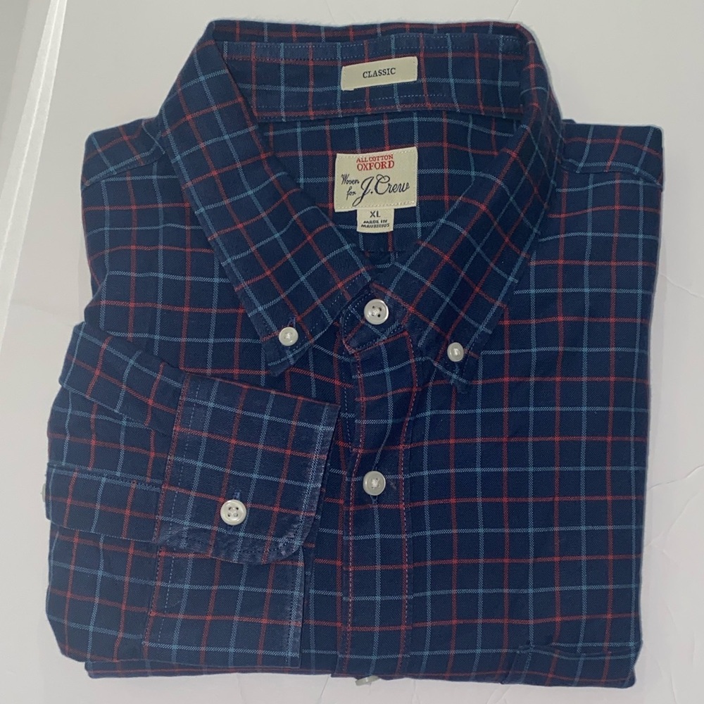 J. Crew Men's Oxford Red and Blue Plaid Shirt $128 - Picture 4 of 13